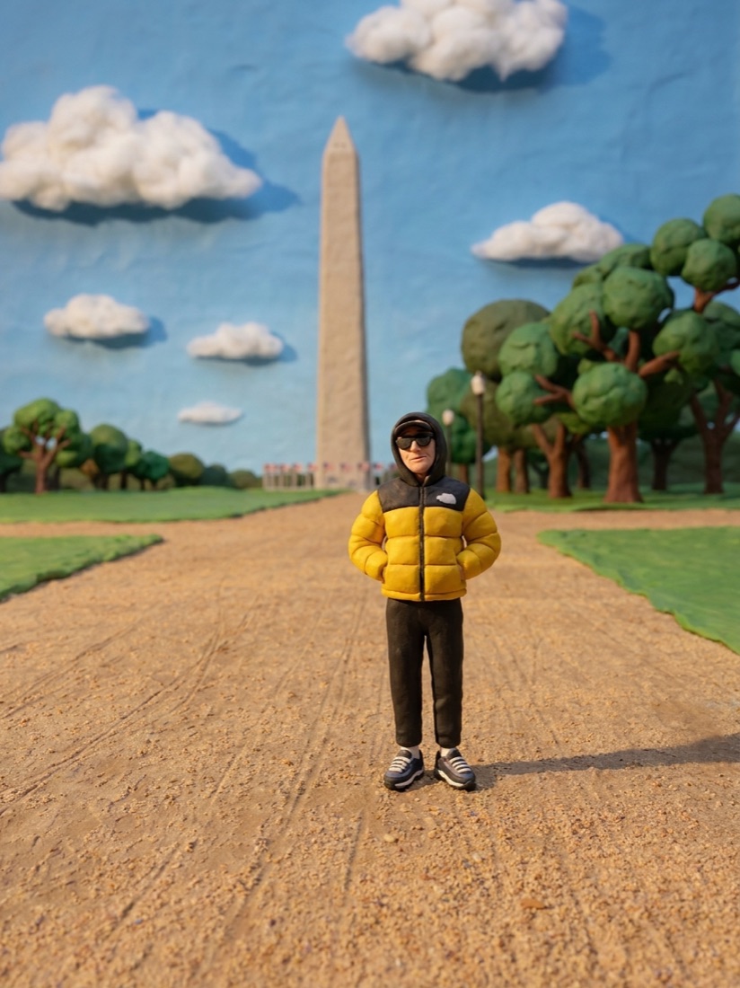 Behind the metro · Sunday afternoon, drawn in the Claymation style.