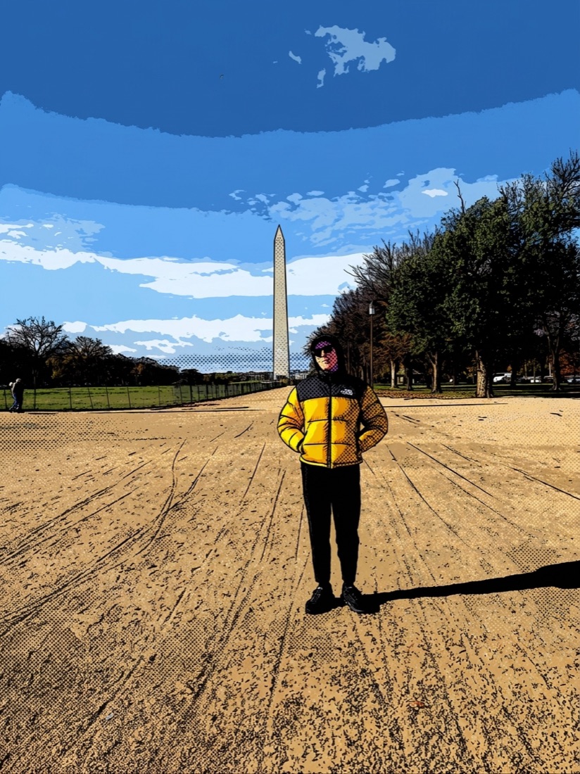 Behind the metro · Sunday afternoon, drawn in the Comic book style.