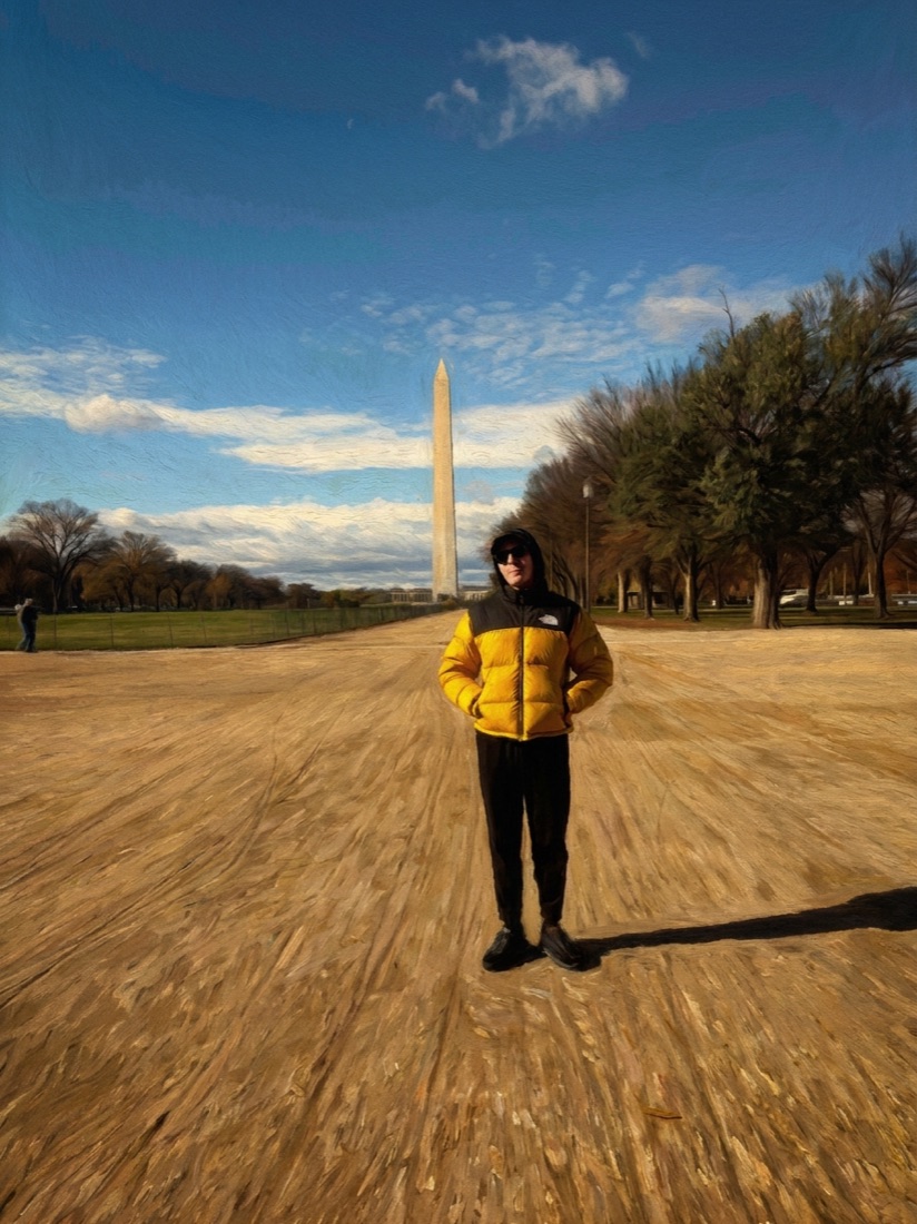 Behind the metro · Sunday afternoon, drawn in the Oil painting style.